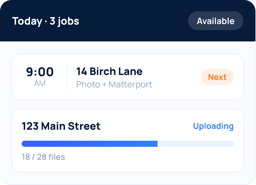 Manage jobs from appointment to upload